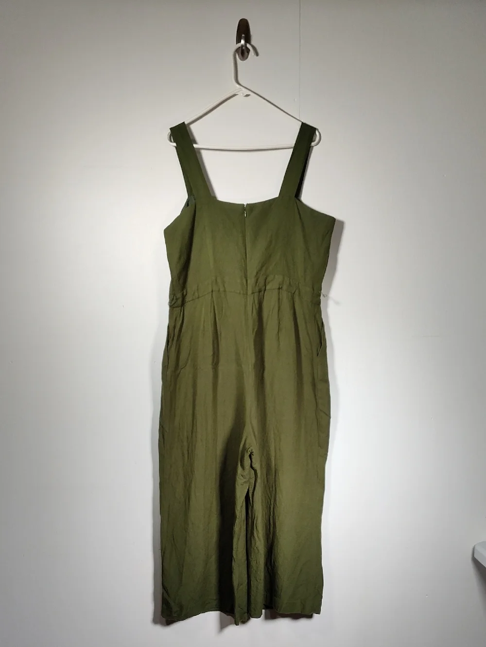 Ann Taylor green linen blend wide leg one piece jumpsuit 16